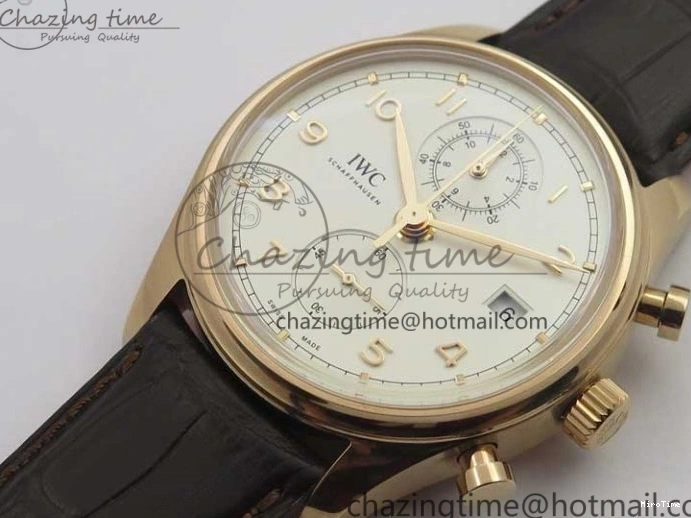 MIROTIME 0321 Lightweight Portugieser Chrono  42 IW390406 RG ZF 1:1 Best Edition White Dial on Brown Leather Strap A 7123